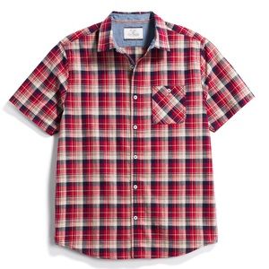 *NWOT Red Plaid Short Sleeve Button Down Shirt